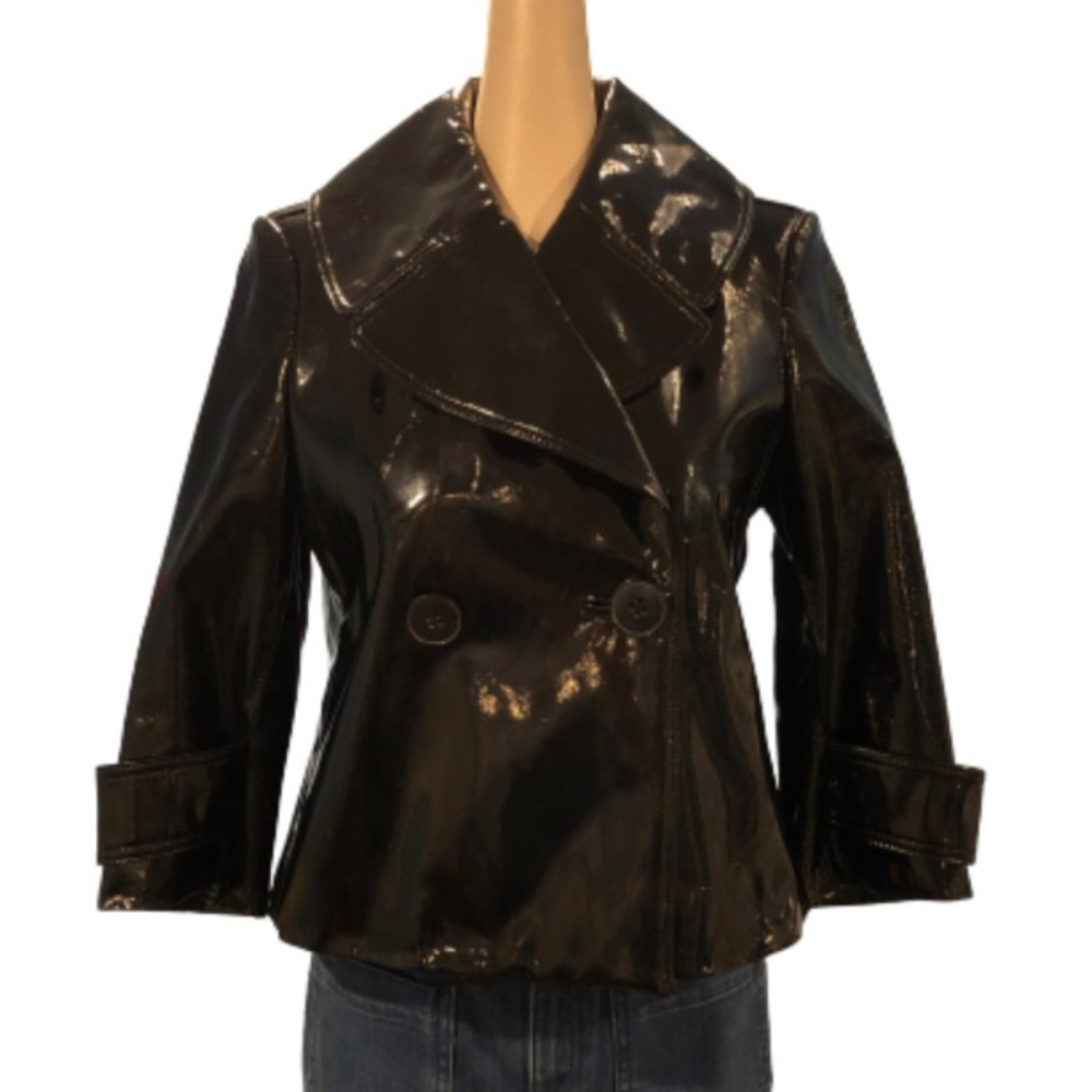 Peter Nygard Black Vinyl Raincoat